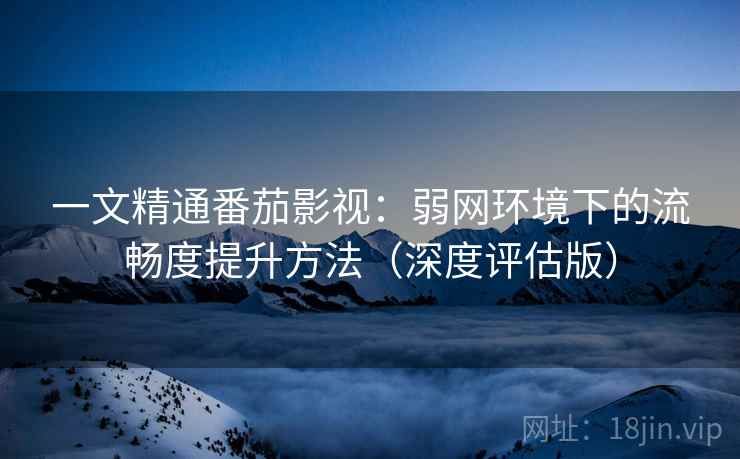 一文精通番茄影视：弱网环境下的流畅度提升方法（深度评估版）